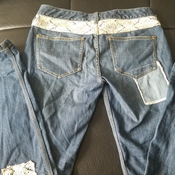 !!SOLD!!Free People Patchwork Crochet Jeans | 27 - Picture 6 of 7